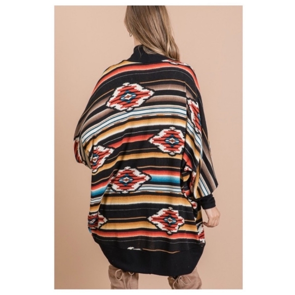 ❄️MULTICOLOR AZTEC PRINT OPEN CARDIGAN W/DOLMAN SLEEVES-NEW - Picture 3 of 8